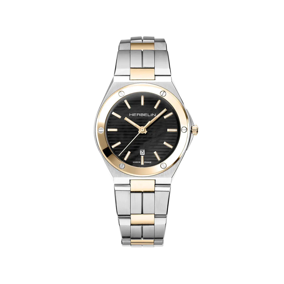 Herbelin Cap Camarat Ladies Watch with Black Dial and Two Tone Bracelet 14545BTR49