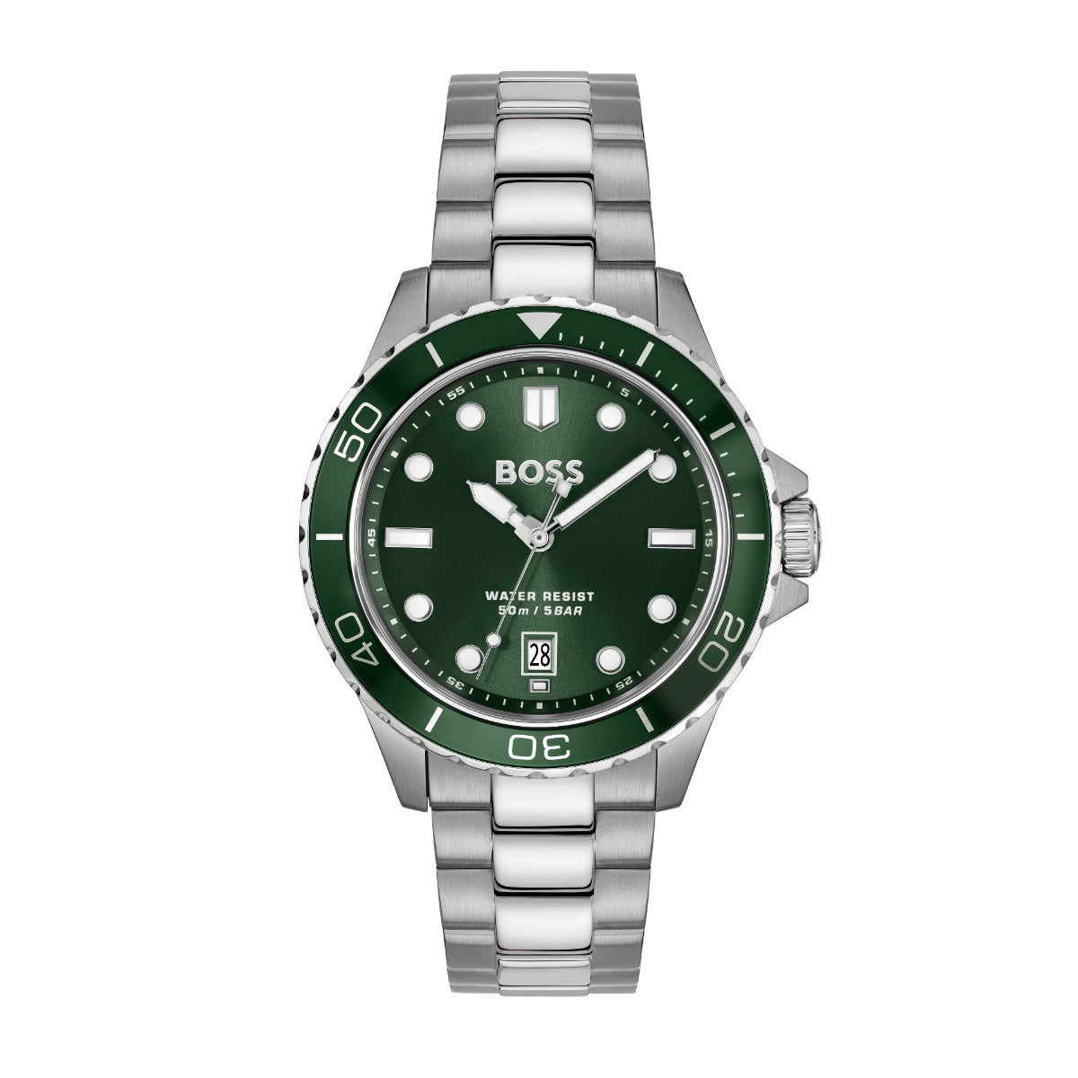 Boss Troper Sport Mens Watch with Green Dial and Silver Strap 1514294