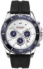 Sekonda Mens Chronograph Watch with Black Silicone Strap 1708