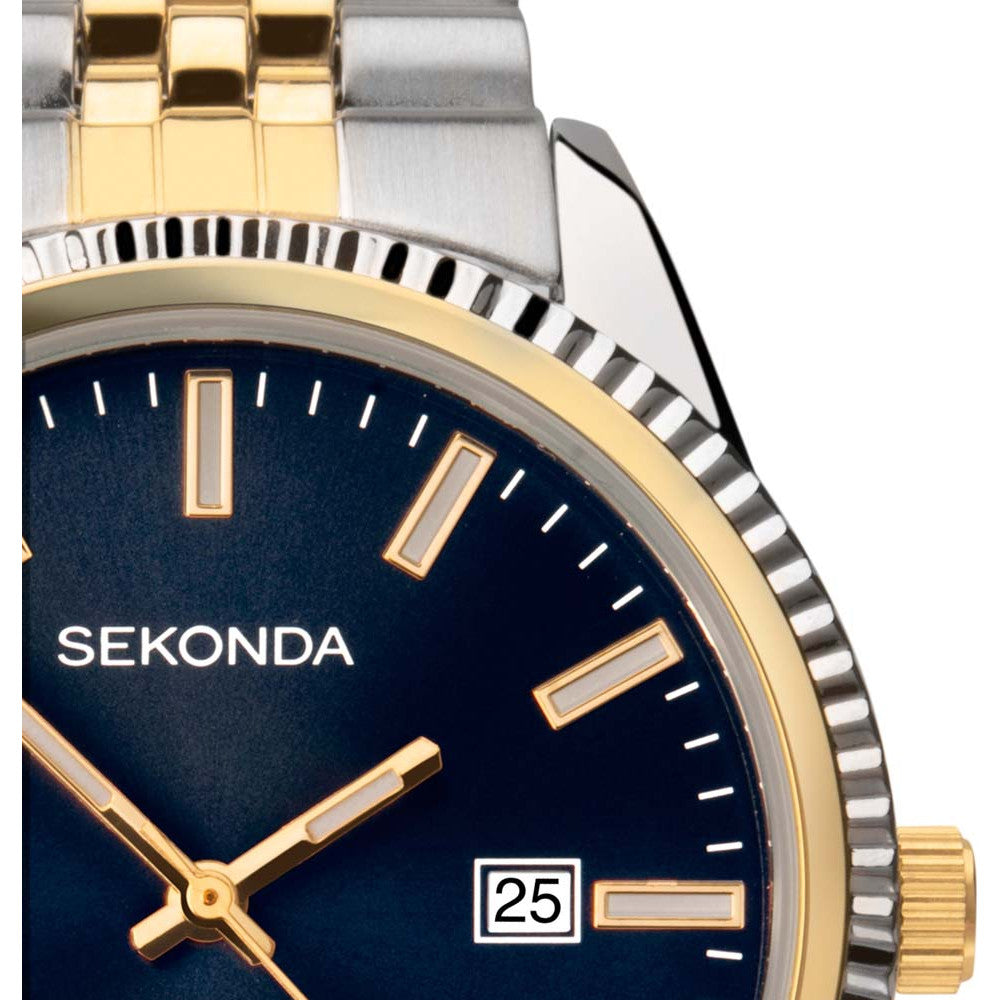 Sekonda Mens Watch with Blue Dial and Town Tone Bracelet 1869
