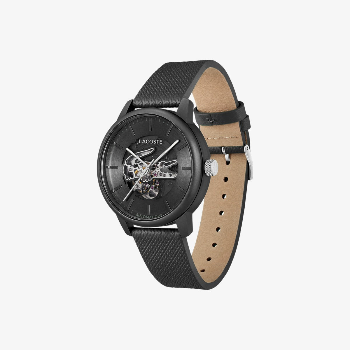 Lacoste 12.12 Mens Automatic Watch with Black Dial and Black Strap 2011383