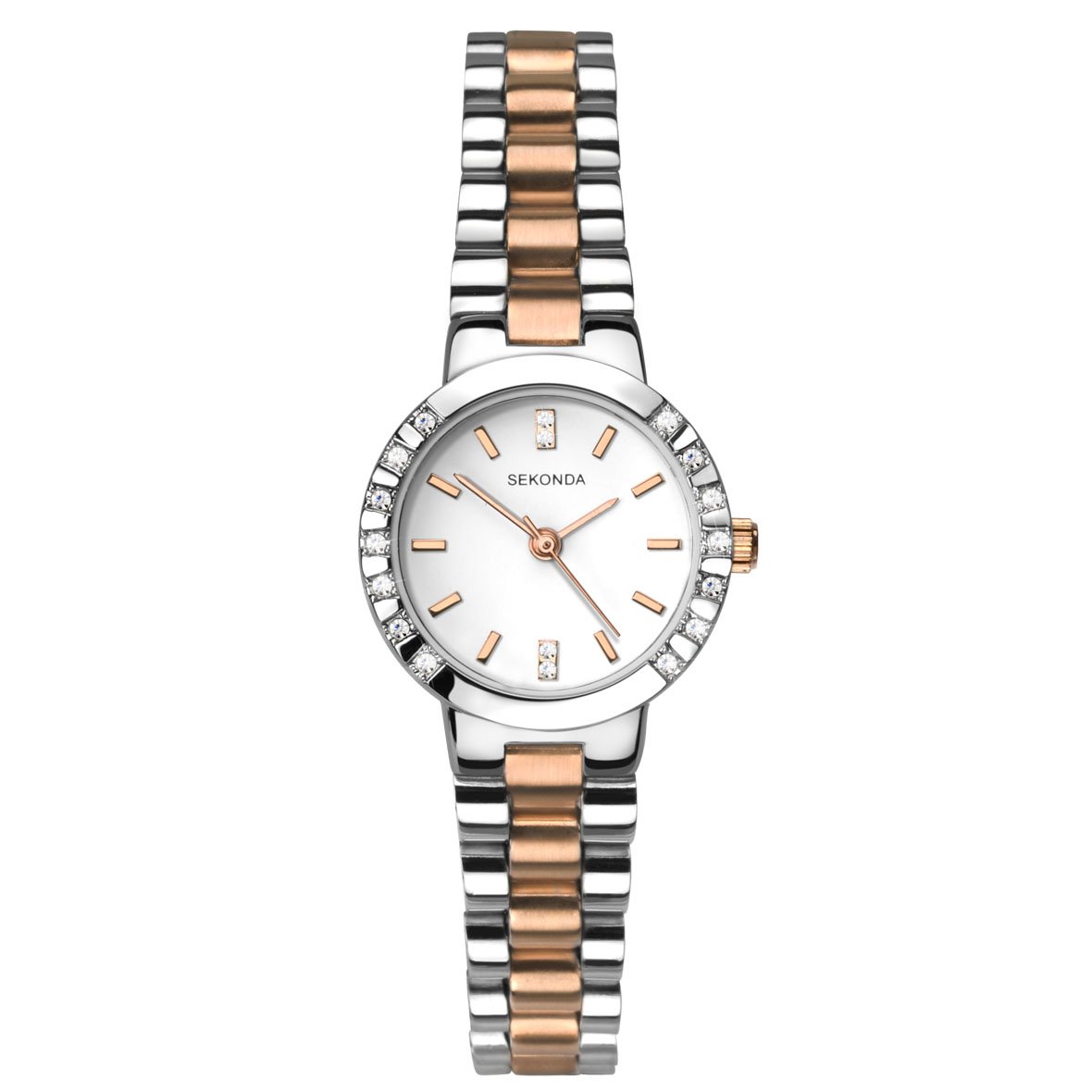 Sekonda Ladies Two Tone Bracelet Strap Watch Necklace and Earrings Gift Set 2353G