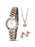 Sekonda Ladies Two Tone Bracelet Strap Watch Necklace and Earrings Gift Set 2353G