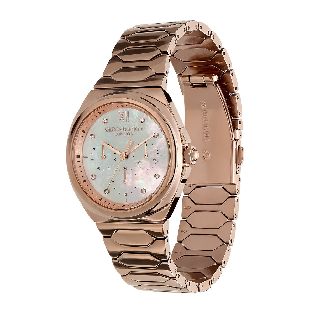 Olivia Burton Lustre Ladies Watch with Mother of Pearl Dial and Rose Gold Bracelet 24000151