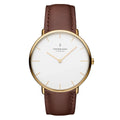 Nordgreen Native Scandinavian Gold Men's Watch with Brown Leather Strap