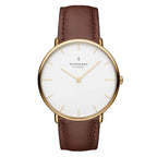Nordgreen Native Scandinavian Gold Men's Watch with Brown Leather Strap