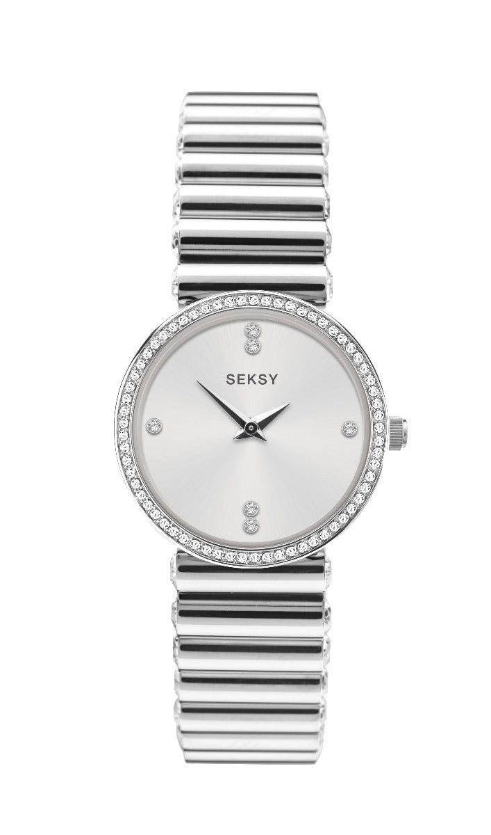 Seksy Edge Watch with Silver Bracelet & Silver Dial 40044