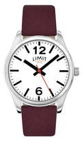 Limit Classic White Dial Mauve Wine Leather Strap Ladies Watch 6184