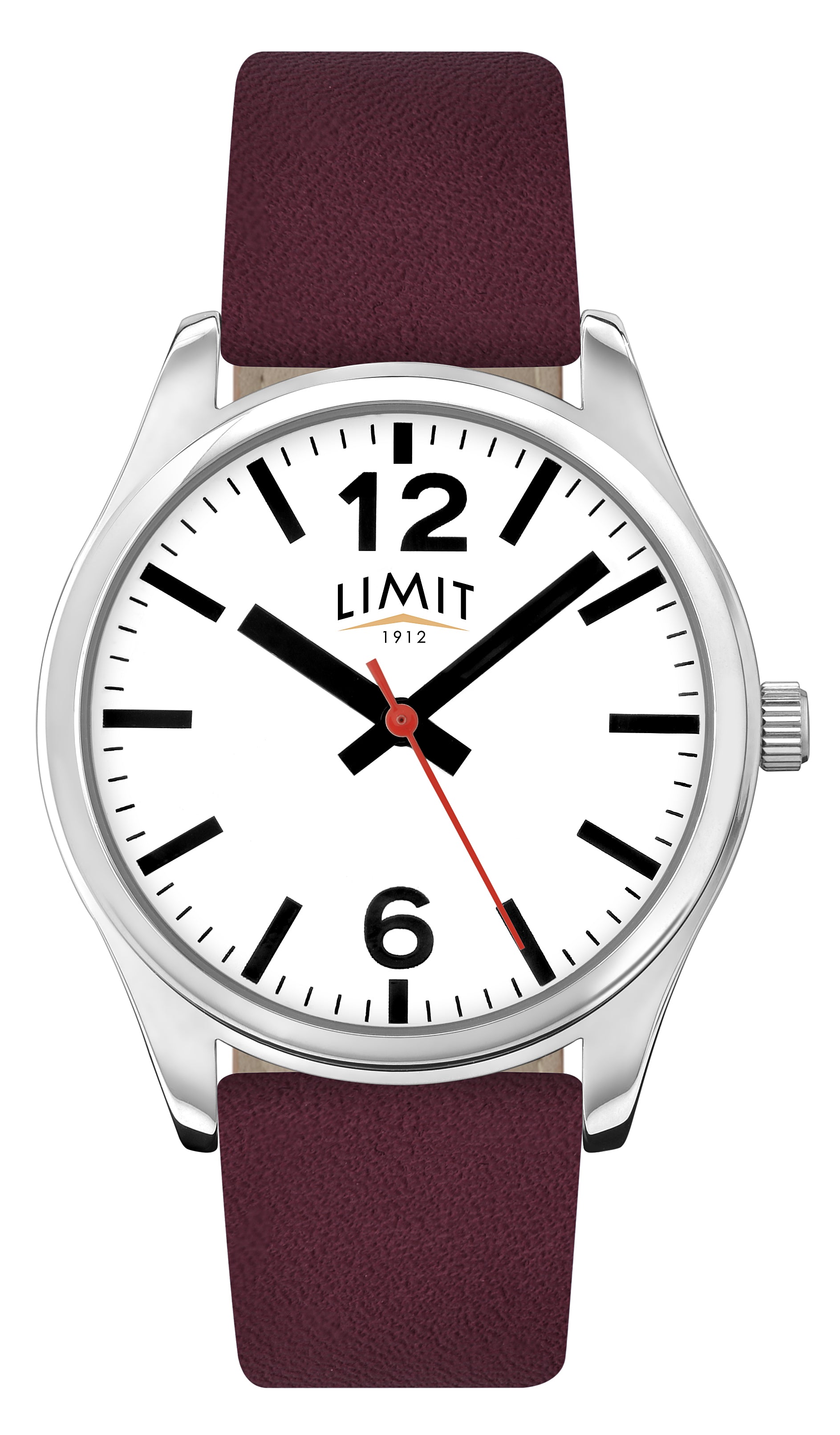 Limit Classic White Dial Mauve Wine Leather Strap Ladies Watch 6184