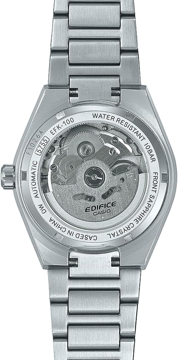 Casio Edifice Mens Automatic Watch with White Dial and Silver Strap EFK-100D-7AER