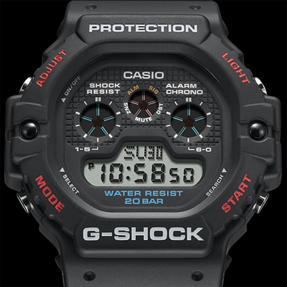 Casio G-Shock Mens Digital Watch with Black Dial and Black Strap DW-5900U-1ER