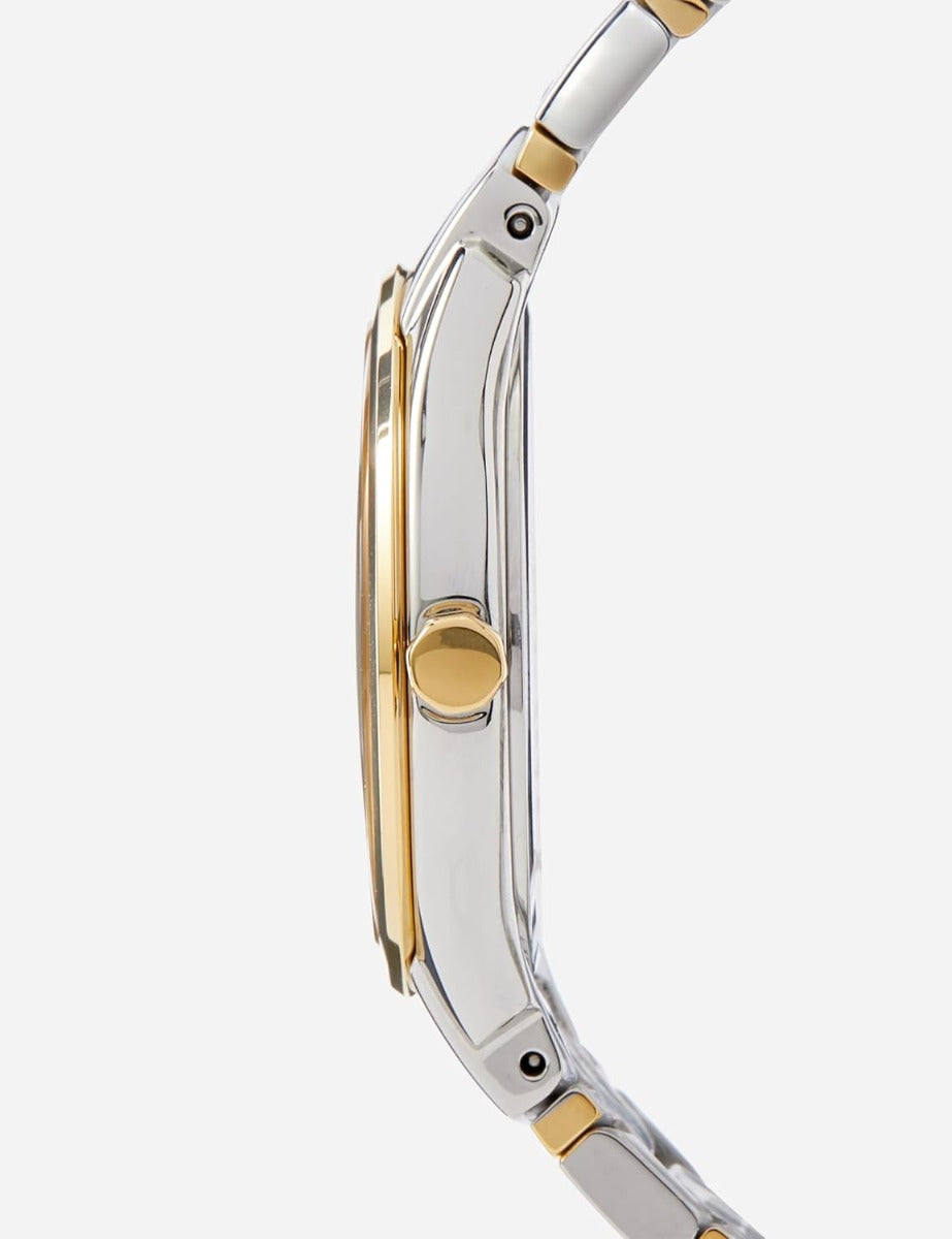 Seiko Ladies Watch with Gold Dial & Silver Strap SUR550P1