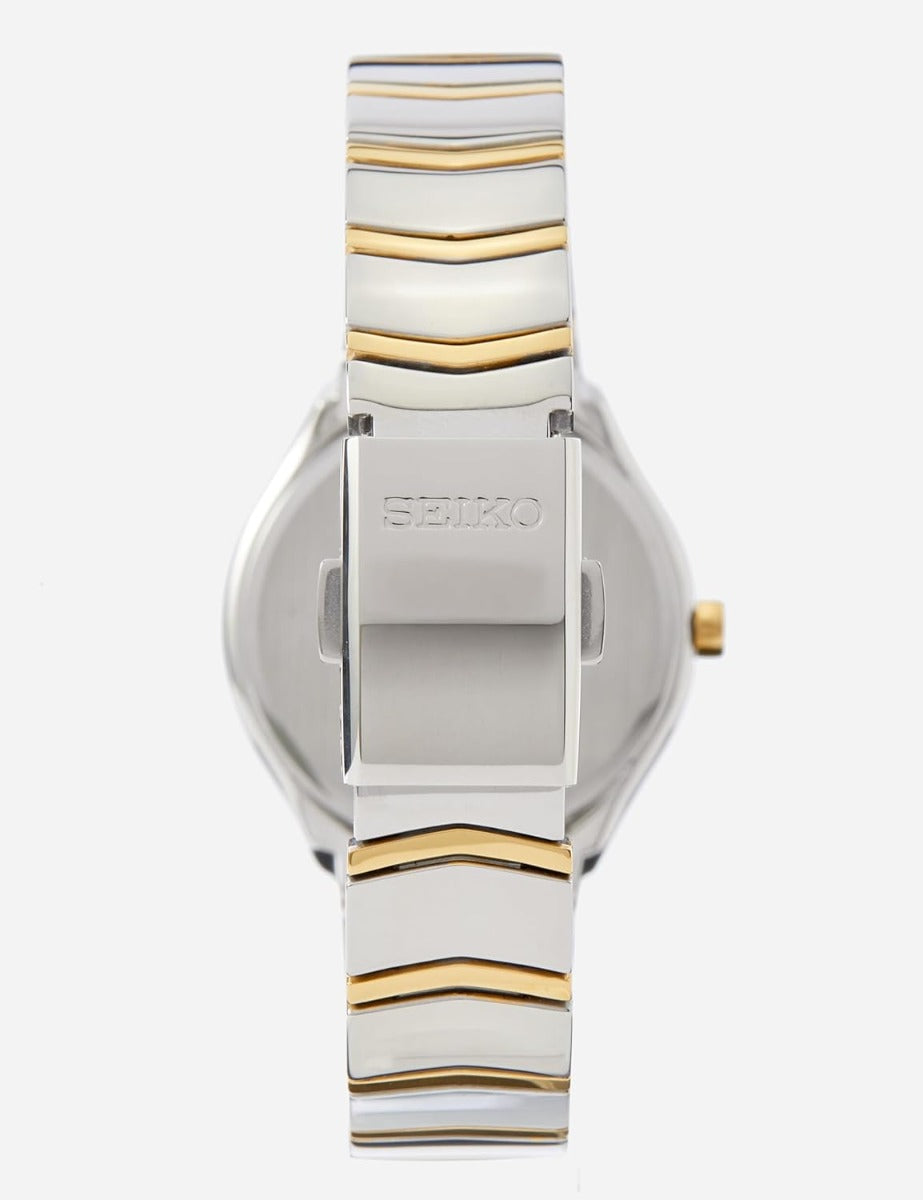 Seiko Ladies Watch with Gold Dial & Silver Strap SUR550P1