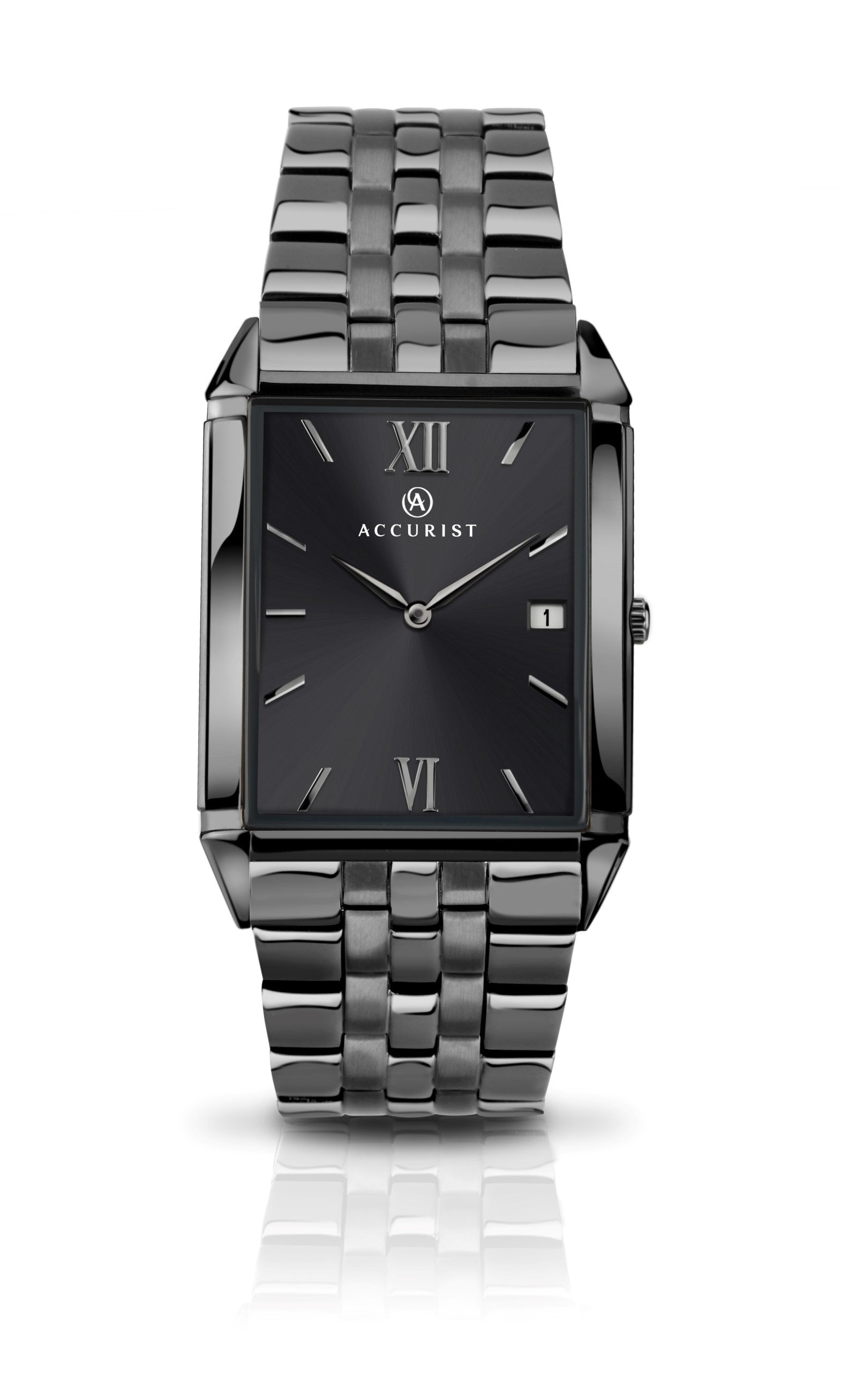 Accurist Gents Analogue Watch With Grey Dial And Gunmetal Bracelet 7063