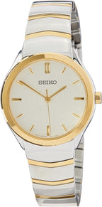 Seiko Ladies Watch with Gold Dial & Silver Strap SUR550P1