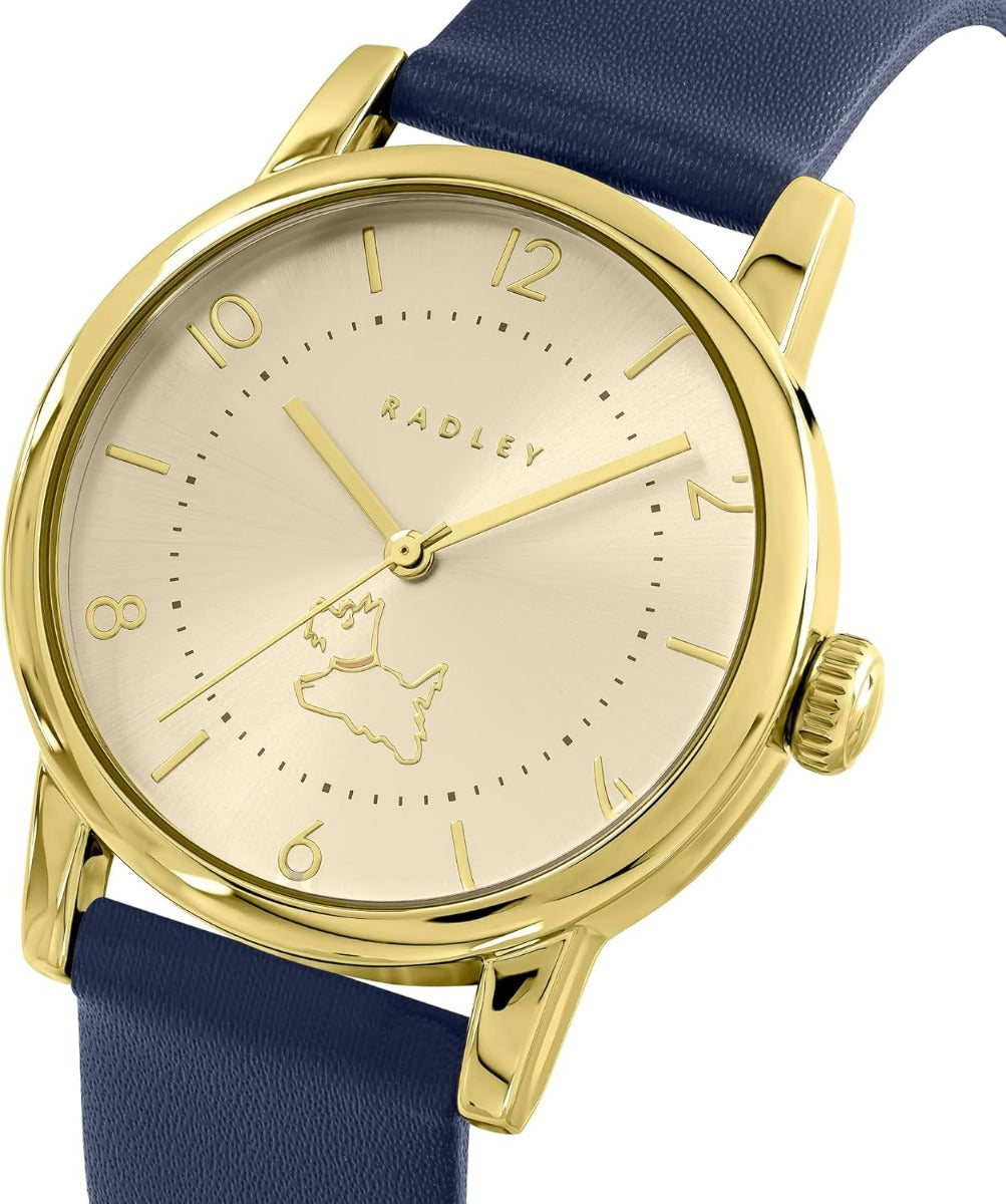 RADLEY Ladies Watch with Gold Dial and Blue Leather Strap RY21944A