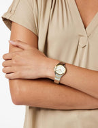 Seiko Ladies Watch with Gold Dial & Silver Strap SUR550P1