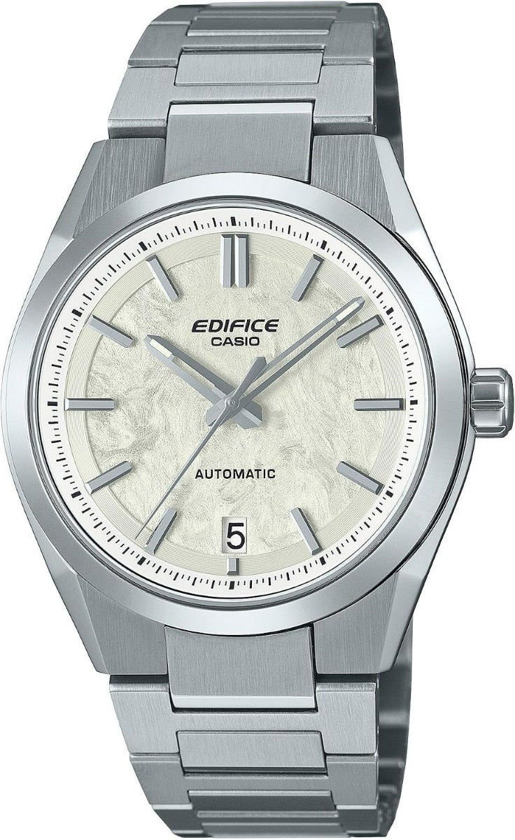 Casio Edifice Mens Automatic Watch with White Dial and Silver Strap EFK-100D-7AER