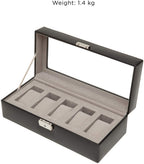 Wolf Heritage 99506 Black Vegan Leather Watch Box for 5 Watches 99506
