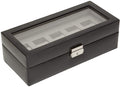 Wolf Heritage 99506 Black Vegan Leather Watch Box for 5 Watches 99506