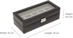 Wolf Heritage 99506 Black Vegan Leather Watch Box for 5 Watches 99506