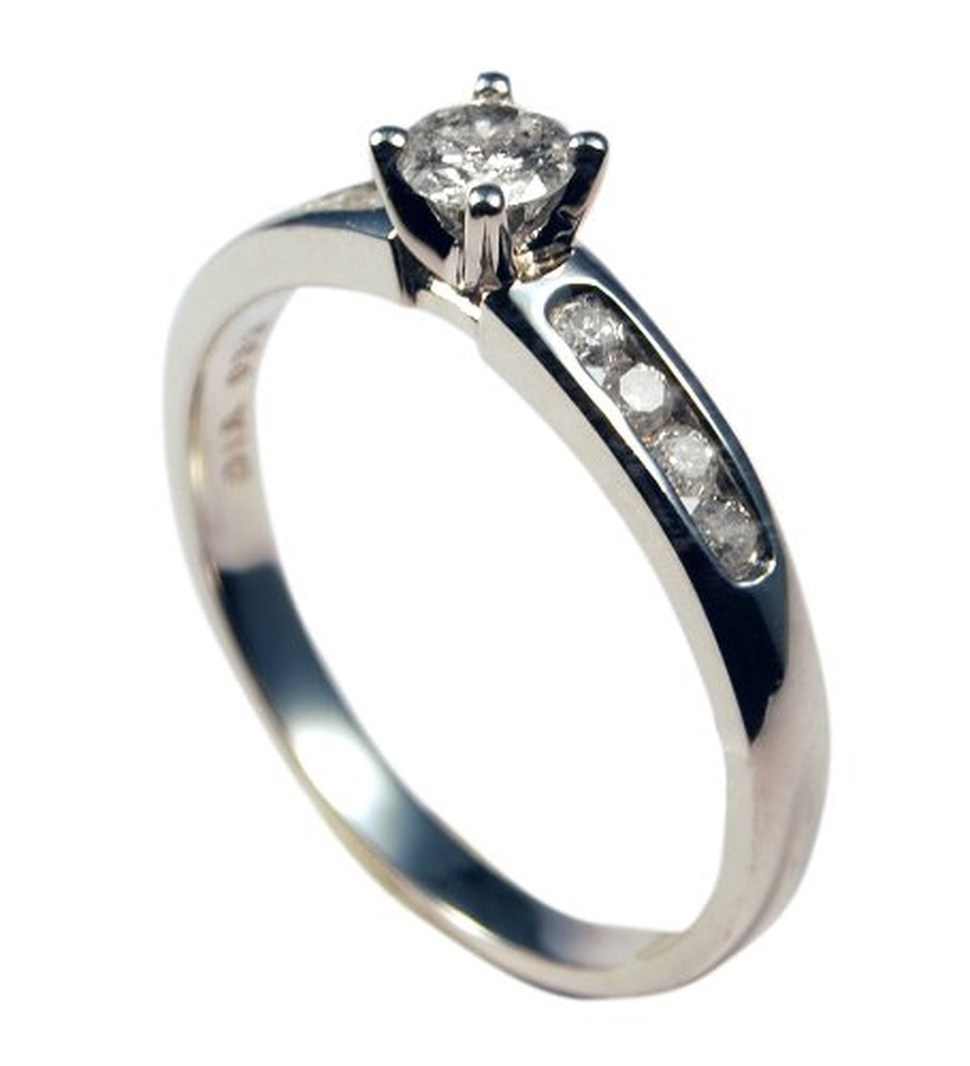 Ladies 9k White Gold Solitaire Diamond Engagement Ring With Diamond Shoulders 0.33ct
