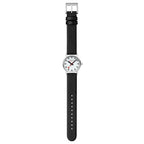 Mondaine Classic Ladies Watch with White Dial and Black Vegan Leather Strap A658.30323.16SBBV