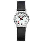 Mondaine Classic Ladies Watch with White Dial and Black Vegan Leather Strap A658.30323.16SBBV