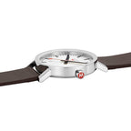 Mondaine Classic Mens Watch with White Dial and Brown Vegan Leather Strap A660.30360.11SBGV
