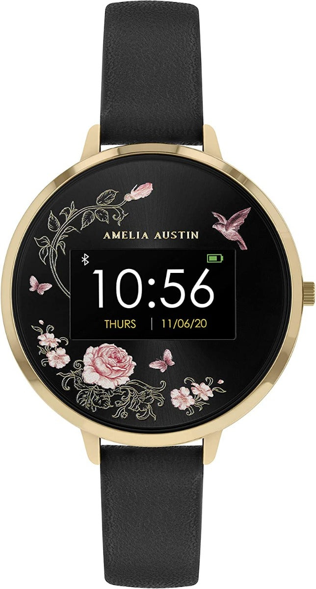 Amelia Austin Ladies Smart Watch with Black Leather Strap AA03-2000