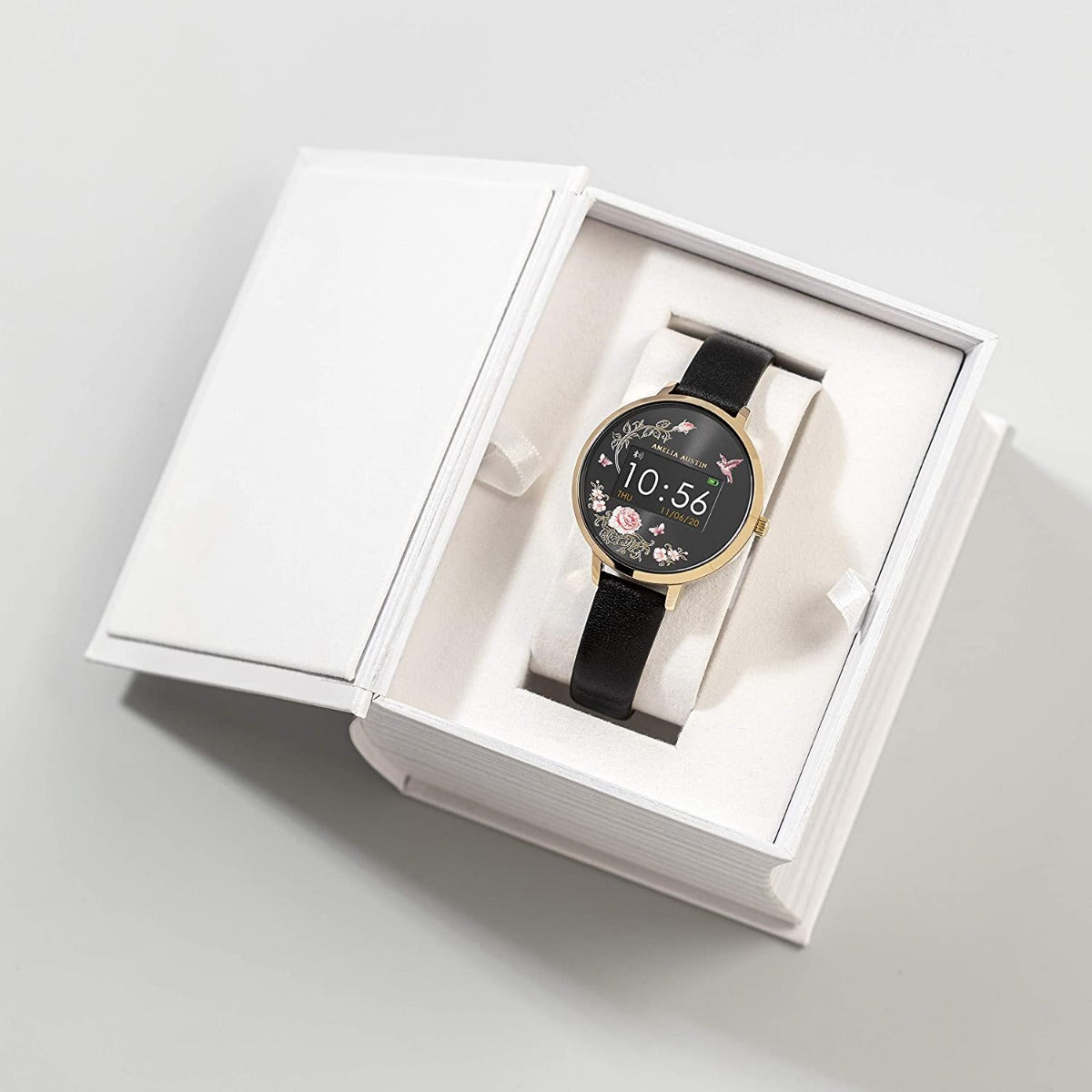 Amelia Austin Ladies Smart Watch with Black Leather Strap AA03-2000