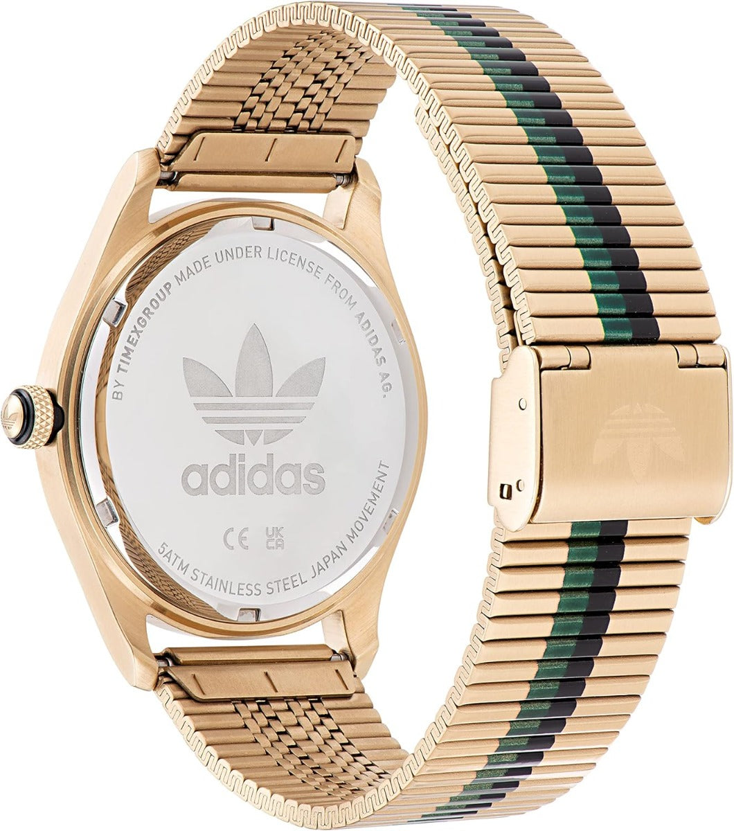 Adidas Mens Watch with Black Dial & Gold Bracelet AOSY225262I