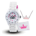 Tikkers Girls' White Crown Watch Gift Set ATK1009