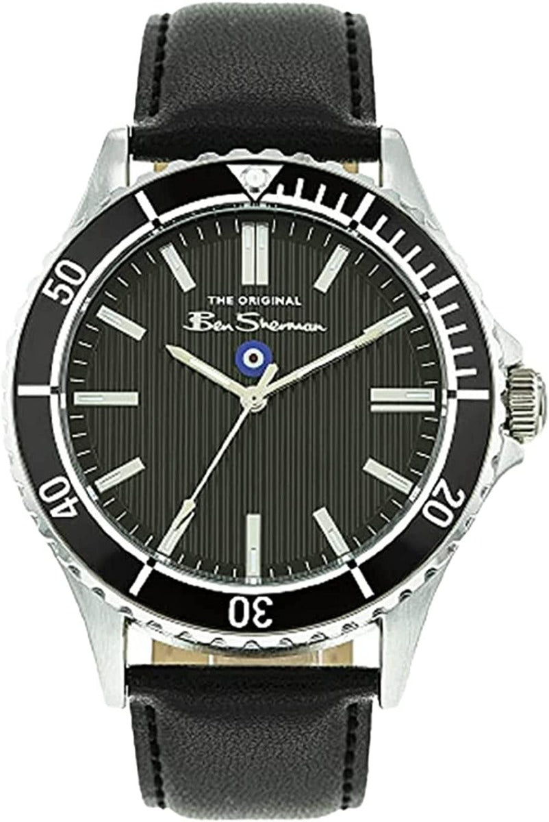 Ben Sherman Mens Watch with Black Dial and Black Leather Strap BS065B