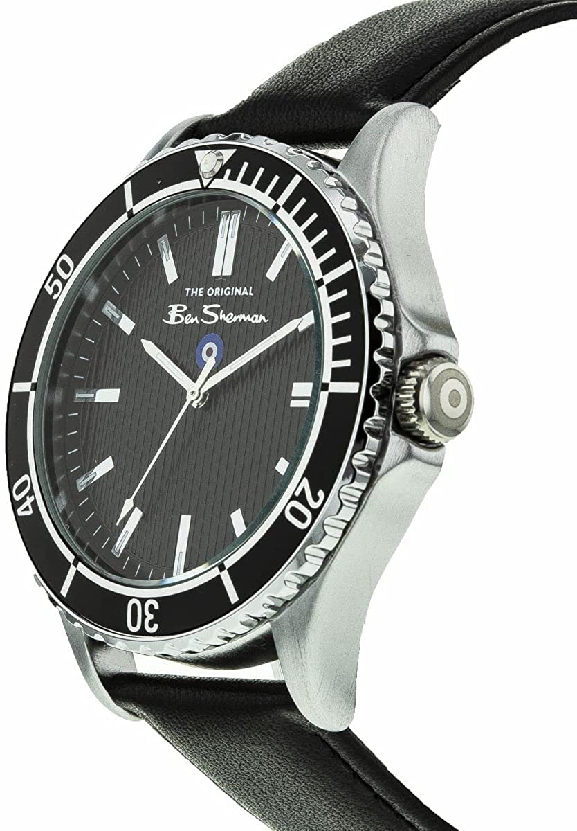 Ben Sherman Mens Watch with Black Dial and Black Leather Strap BS065B