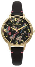 Cath Kidston Ladies Watch with British Birds Black Dial and Black & Pink Leather Strap CKL001BG