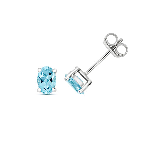 9ct White Gold Aquamarine Earrings 1CT
