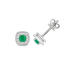 9ct White Gold Emerald and Diamond Earrings 0.250+0.150CT