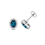 9ct White Gold Blue Topaz and Diamond Earrings 1.700+0.120CT
