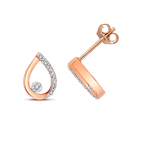 9ct Rose Gold Diamond Earrings 0.09CT