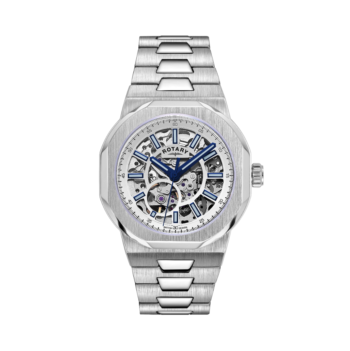 Rotary Men's Automatic Regents Watch with Silver Dial and Silver Strap GB05415/02