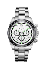 Rotary Mens Henley Chronograph Watch with White Dial & Silver Bracelet GB05440/02