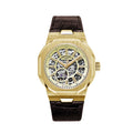 Rotary Men's Automatic Regent Watch with Champagne Skeletal Dial and Brown Strap GS05418/03