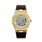 Rotary Men's Automatic Regent Watch with Champagne Skeletal Dial and Brown Strap GS05418/03