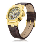 Rotary Men's Automatic Regent Watch with Champagne Skeletal Dial and Brown Strap GS05418/03