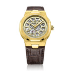 Rotary Men's Automatic Regent Watch with Champagne Skeletal Dial and Brown Strap GS05418/03