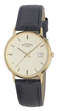 Rotary GS11476/03 Gents 9ct Gold Watch with Black Leather Strap and Champagne Dial