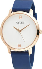 Ladies Guess Watch with White Dial and Blue Silicone Strap GW0004L2