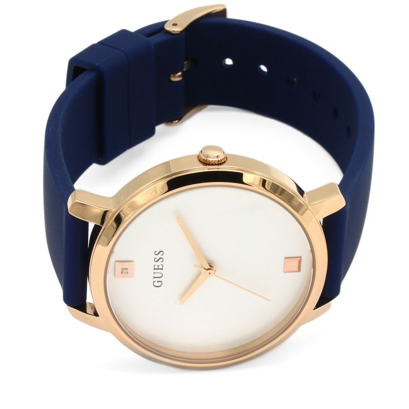 Ladies Guess Watch with White Dial and Blue Silicone Strap GW0004L2