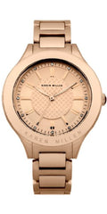 Karen Millen Women's Quartz Watch with Rose Gold Dial Analogue Display and Rose Gold Stainless Steel Rose Gold Plated Bracelet KM124RGM